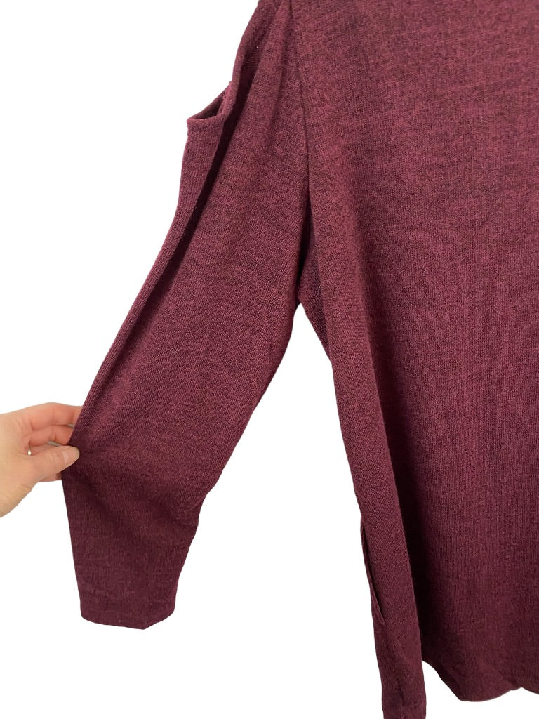 1X Attitudes by Renee Women's Cold Shoulder Cowl Neck Sweater Eggplant