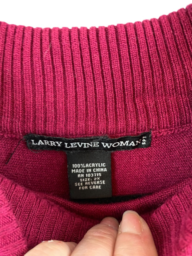 2X Larry Levine Woman Sport Pullover Color Block Sweater Dolman Sleeve