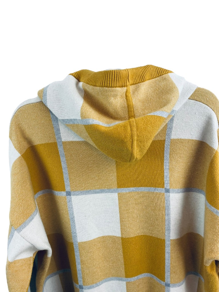 1X Rachel Roy Women's Gold Gray Plaid Soft Pullover Sweater