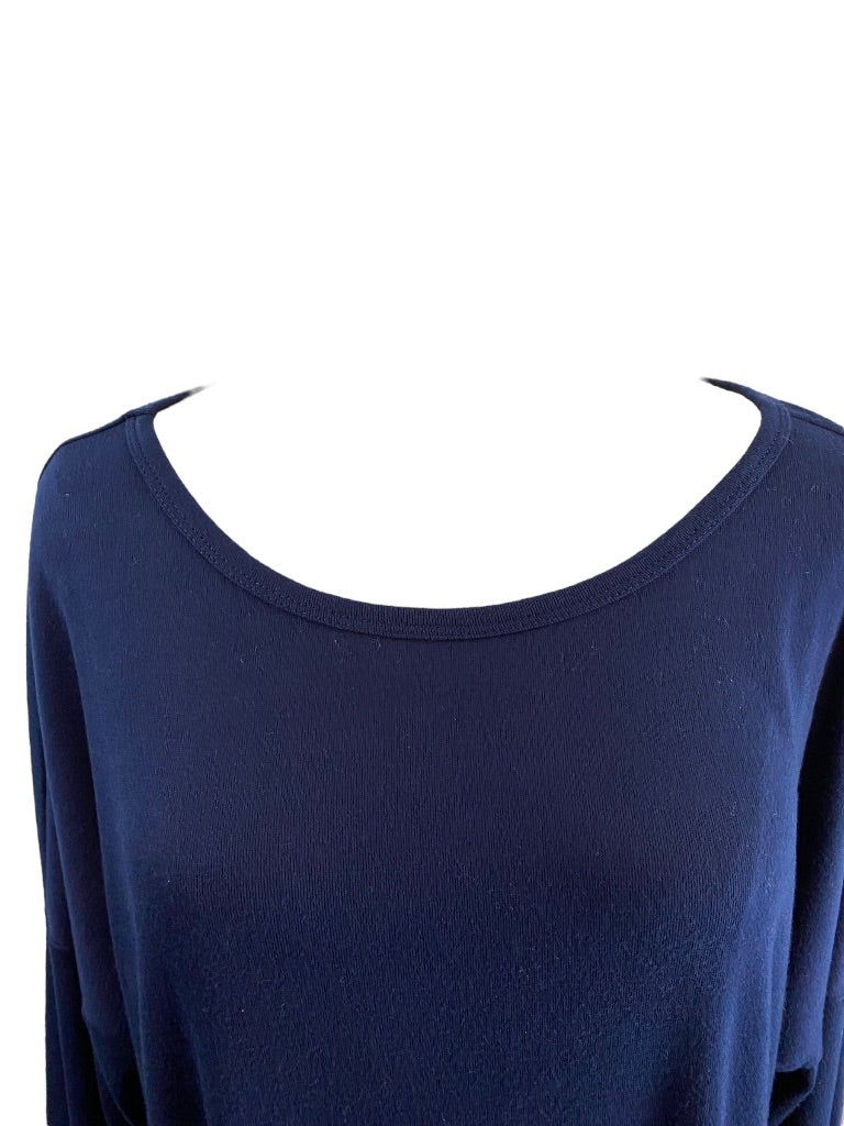 2XL Yincra Navy Blue Women's Long Sleeve Tunic Tshirt Brown Button Detail