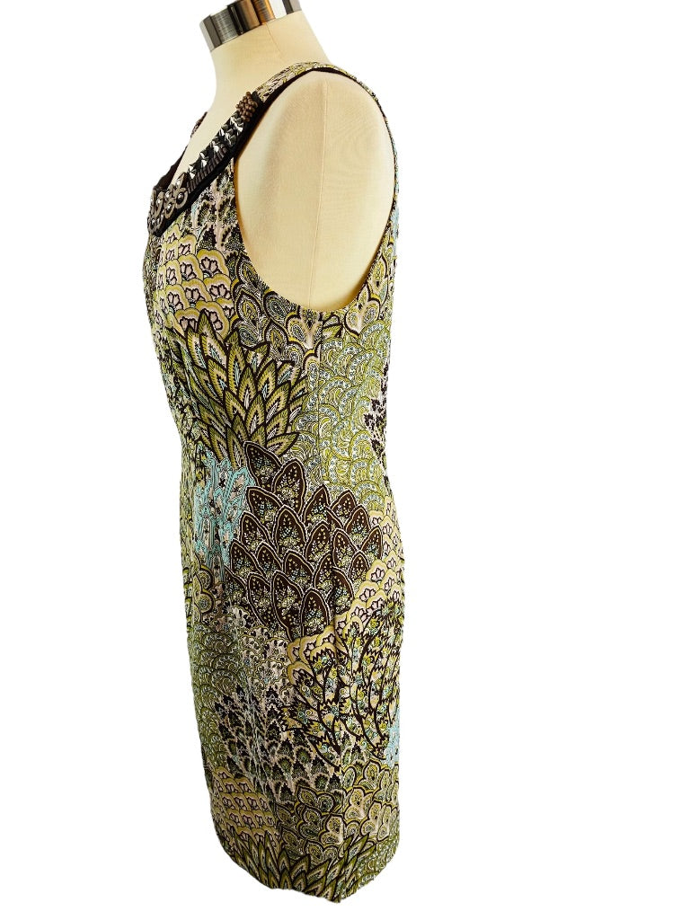 Size 10 Connected Apparel Women's Scoop Embellished Neckline Sheath Dress