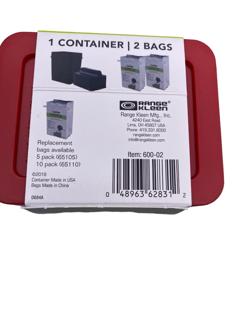 Range Kleen Fat Trapper Starter Kit With 2 Bags Red Lid Easy Disposal New