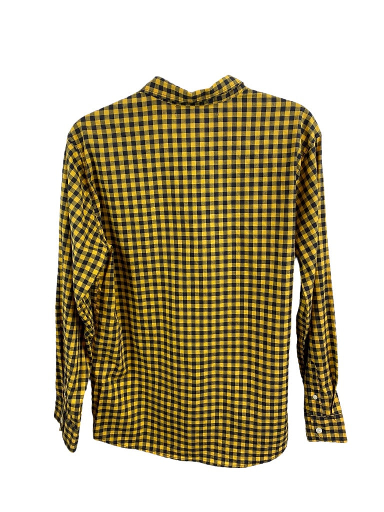 XXL (18) Old Navy Boys Yellow Navy Blue Check Button Down Dress Shirt