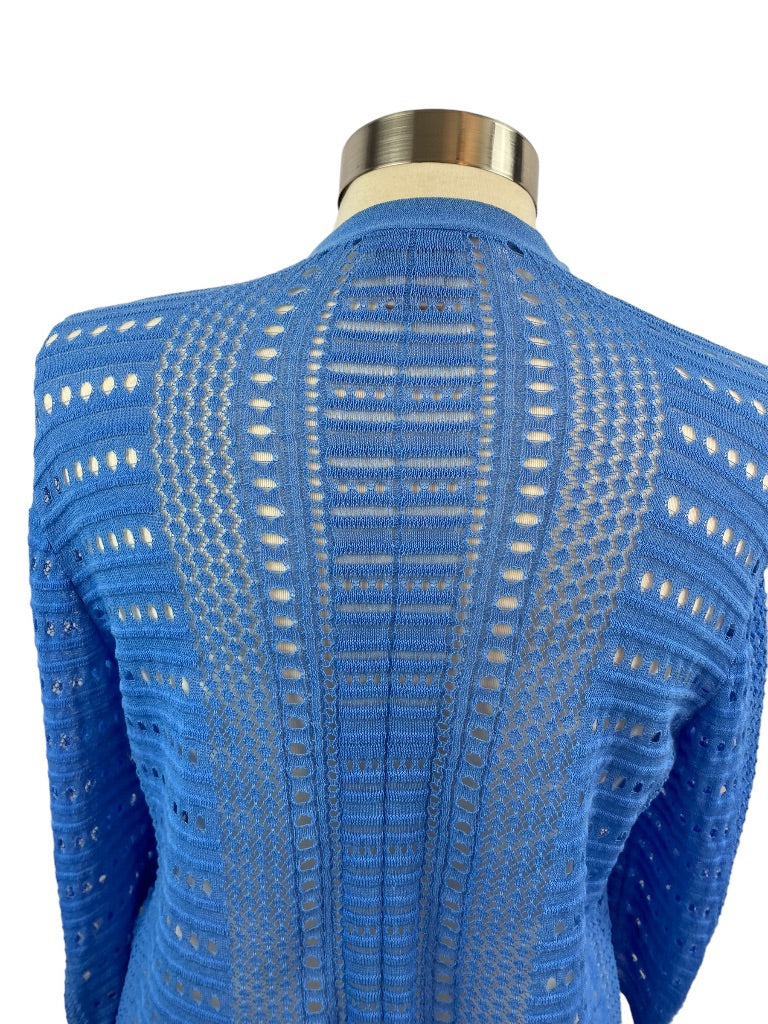 Large Chico's Women's Blue Summer Cardigan Loose Knit Open Sweater