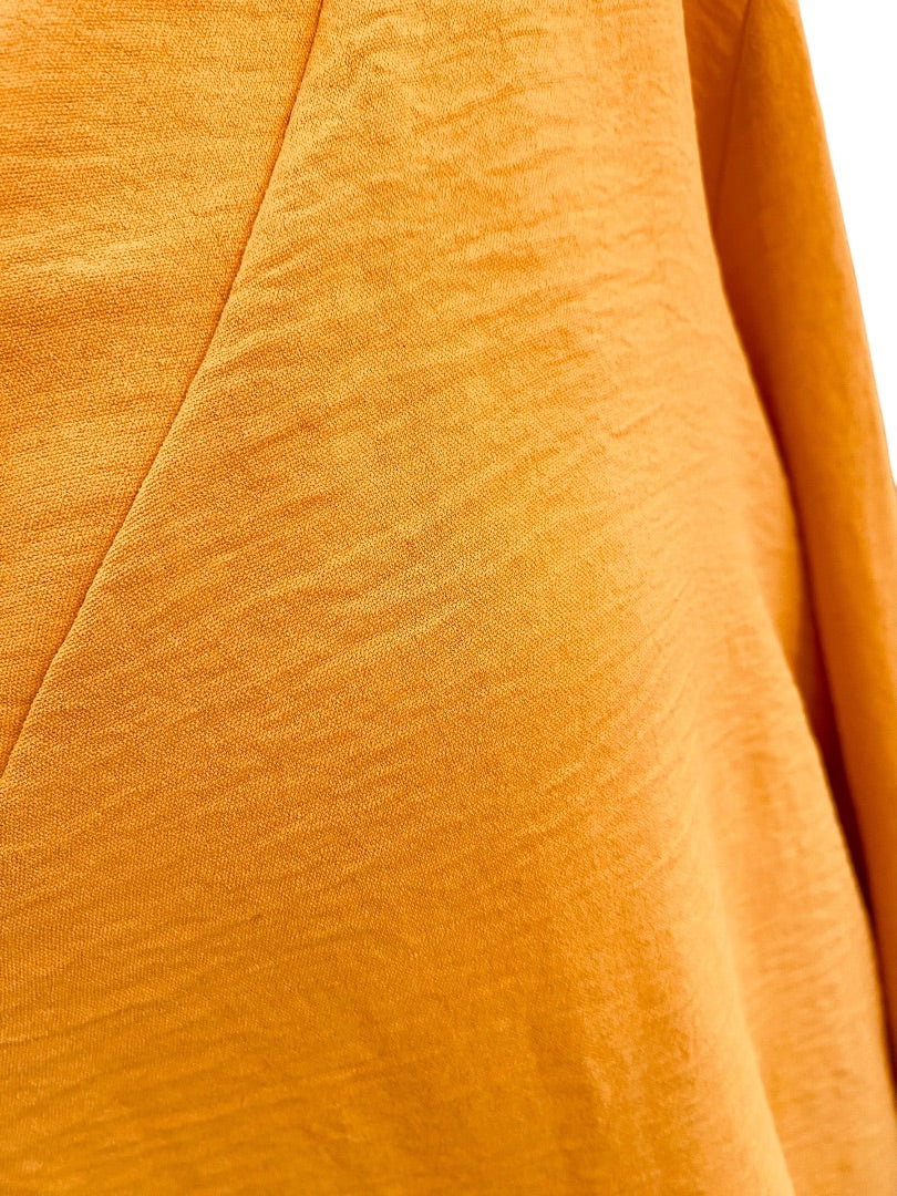 18/20 Asley Stewart Womens New Yellow Gold Crinkle V-Neck Pull Over Blouse Top