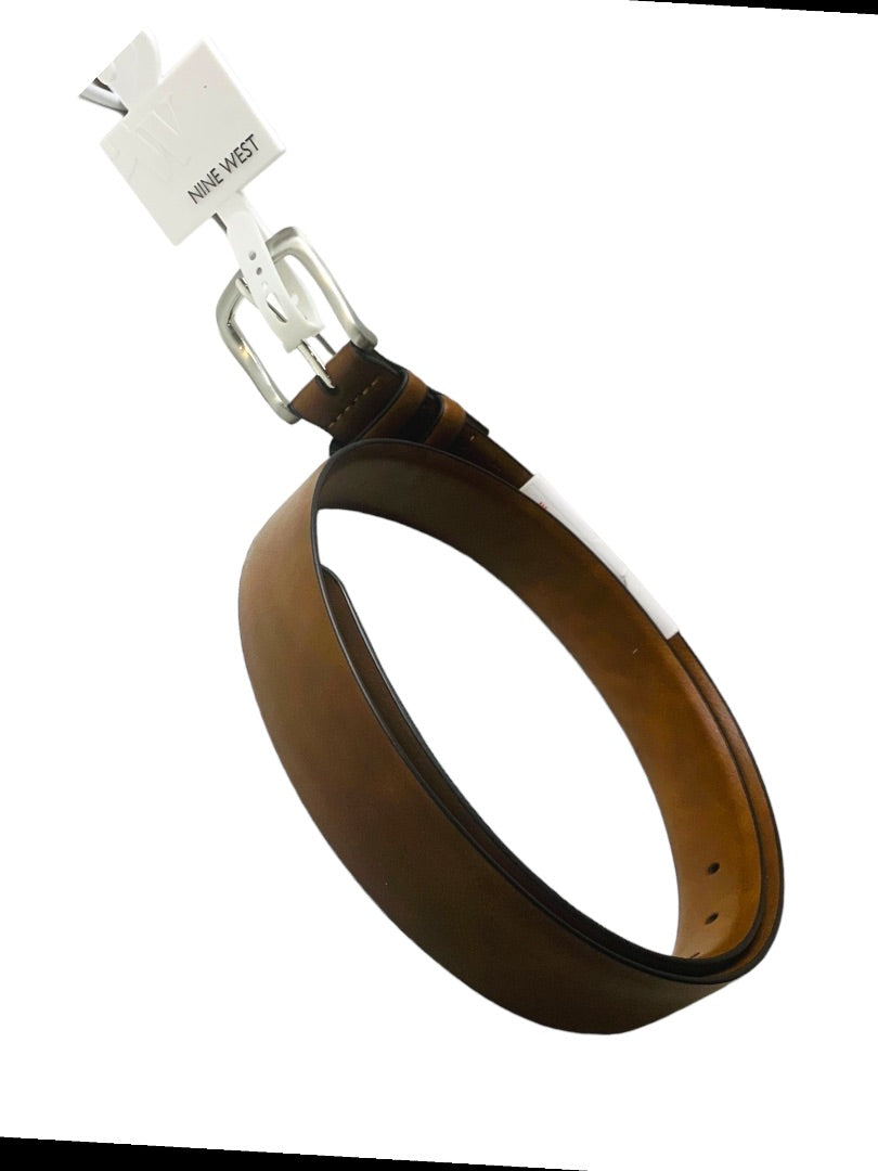 Medium 34-36 Nine West Mens New Brown Vegan Leather Belt 1.25" Width
