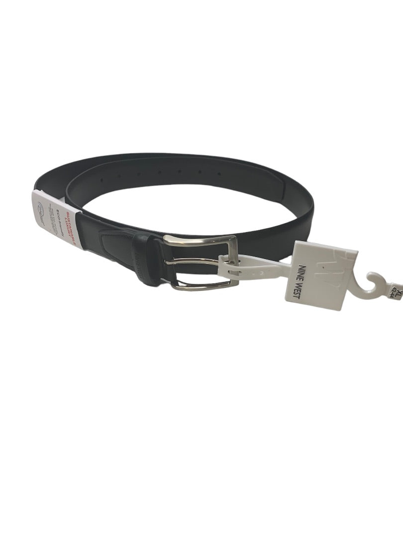 XL 42-44 Nine West Mens New Black Vegan Leather Belt 1.25" Width
