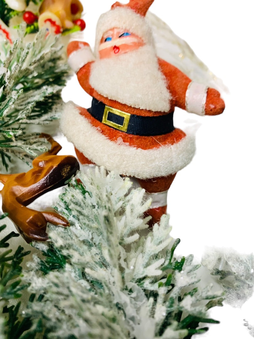 Midcentury Holiday Christmas Decor Santa Mouse Trees Plastic Deer Kitshy Craft