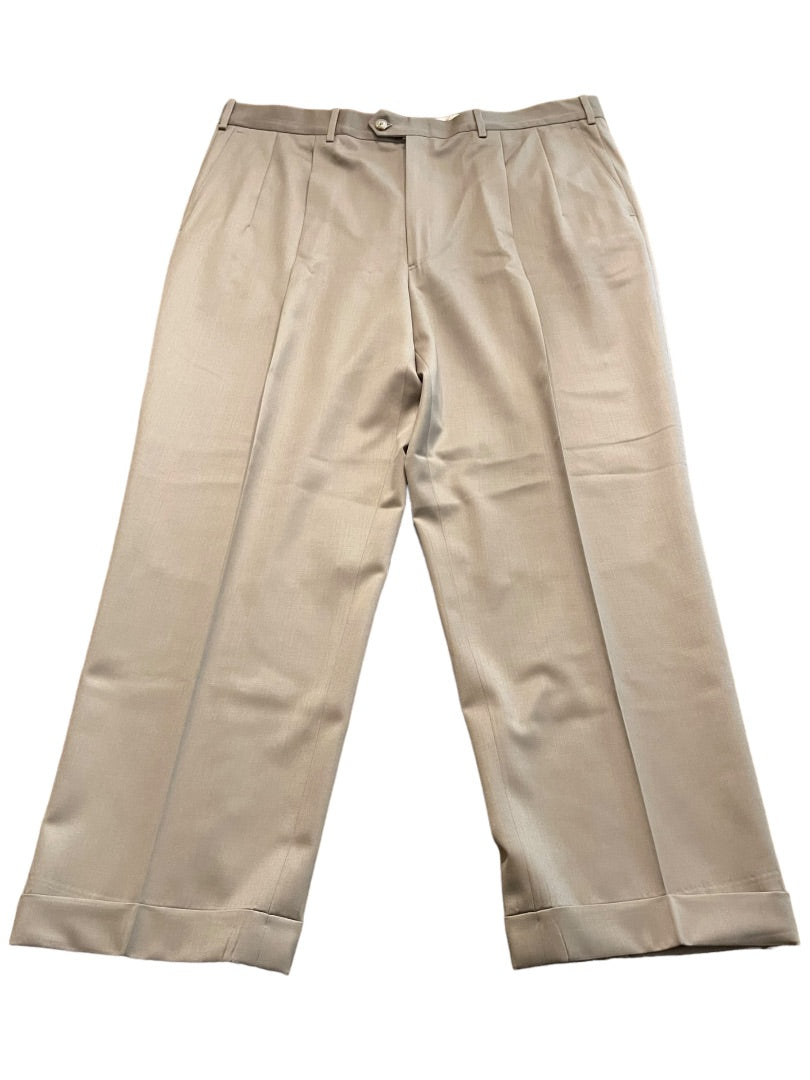 Size 40R JB Britches Nordsrom Mens Cuffed Pleated Winston Dress Pants Worsted Wool Tan Italy