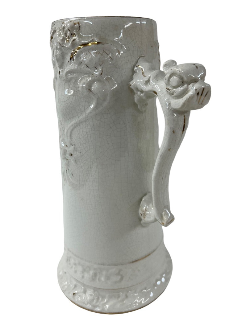Antique Tankard Pitcher 12 Inch Owen Minerva Victorian Scene Handle Pottery