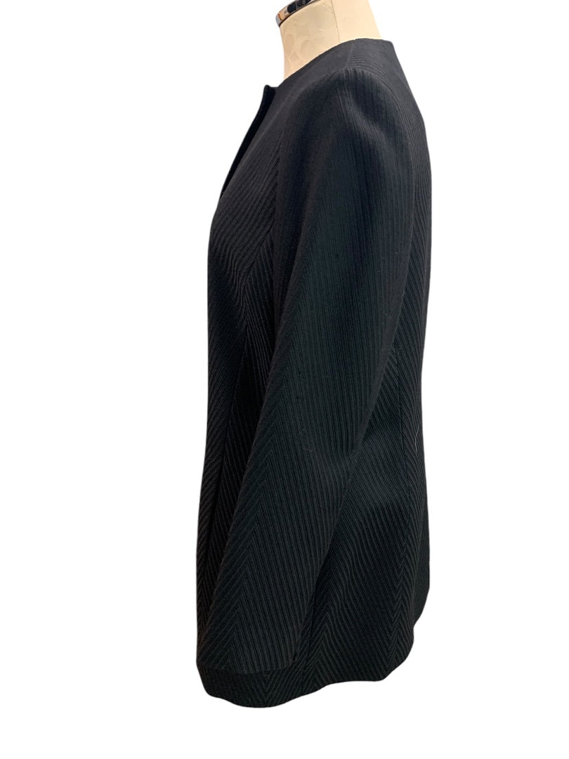 Size 14 Linda Allard Ellen Tracy Womens Black Ribbed Jacket Wool Blend