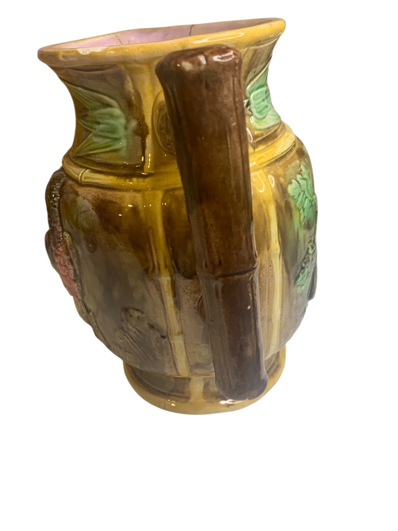 Belfields Prestonpans Scotland Majolica English Hawk Pitcher Repaired 9.5 Inch
