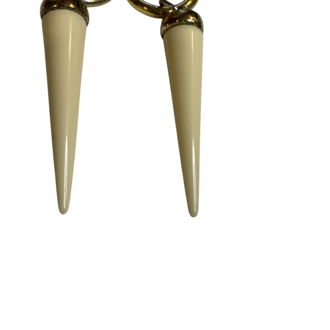 Goldtone Cream Earrings 3.25 Inch Drop Dangle Pierced Hook