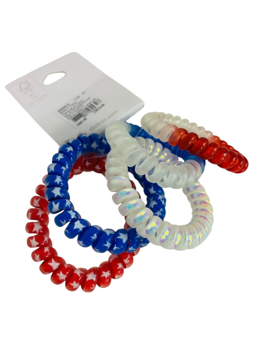 Claires New Stretchy Hair Ties Set of 5 Patriotic Red White Blue