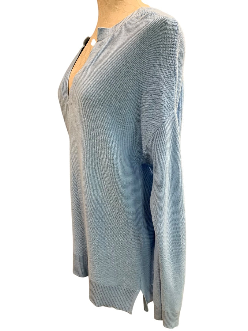 Medium LOFT Womens Powder Blue Lightweight V-Neck Sweater