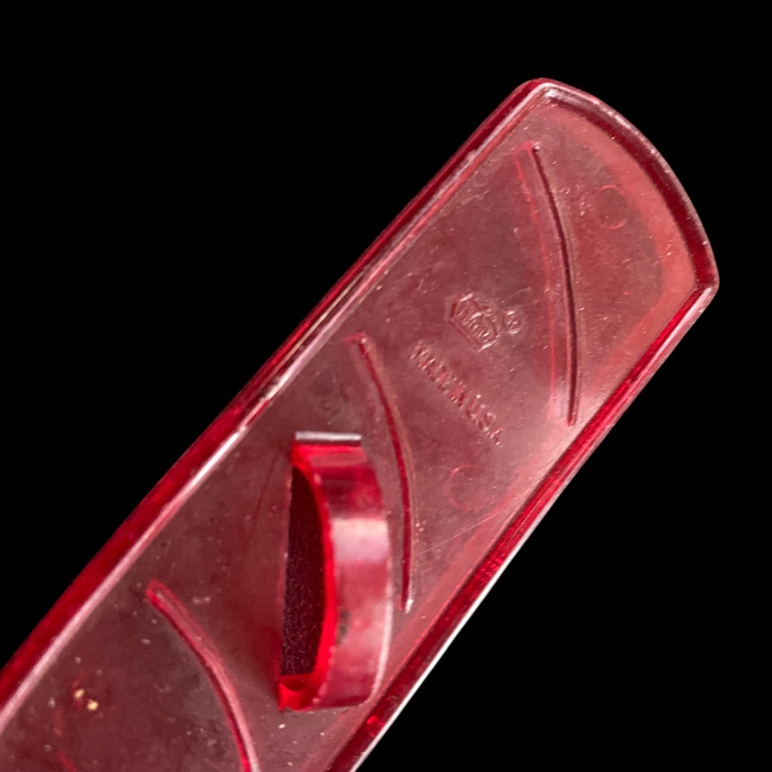 1970s Red Transparent Candy Cane Plastic Cookie Cutter USA