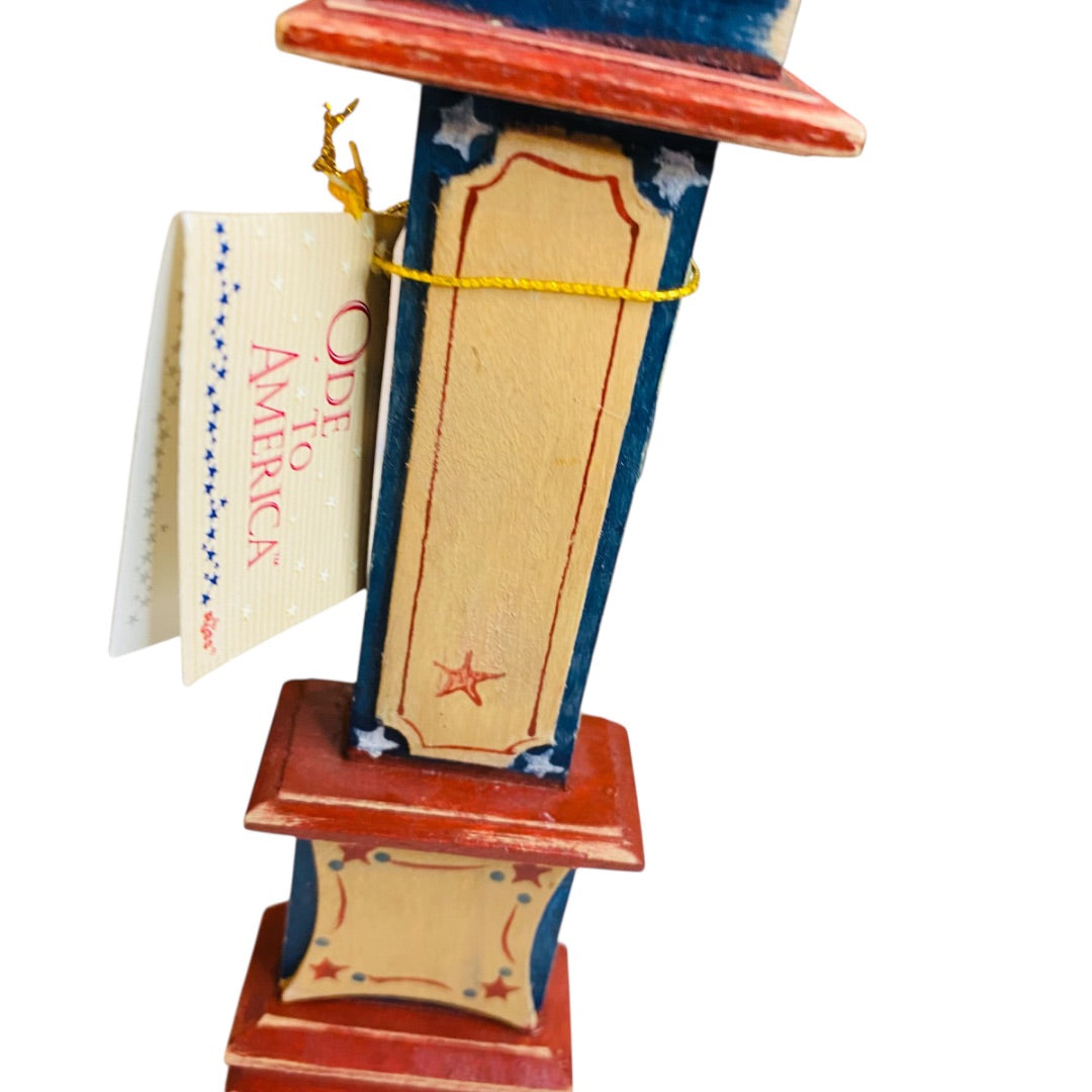 Vintage Russ Ode to America Miniature Dollhouse Stars Stripes Grandfather Clock 7.25"