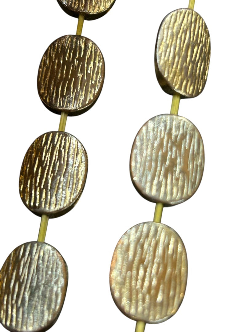 Goldtone Ovals Stretch Bracelet Textured Stretchy