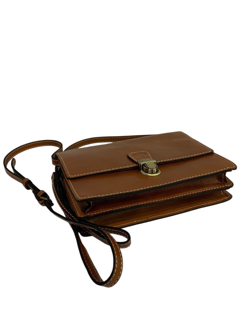 Patricia Nash Leather Crossbody Bag Brown Flap Organizer Vintage Style Purse