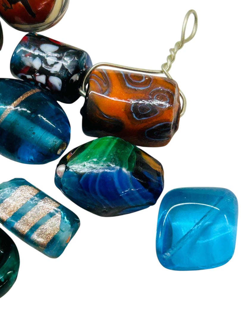 Lot of 11 Assorted Glass Beads Jewelry Making Crafts 20-24mm