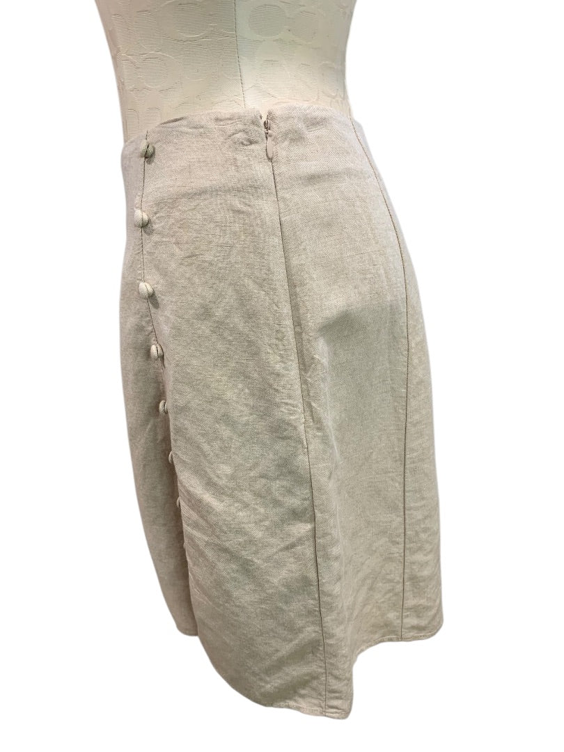 Size 4P Loft Petites Linen Blend Skirt Lined Tan Side Zip