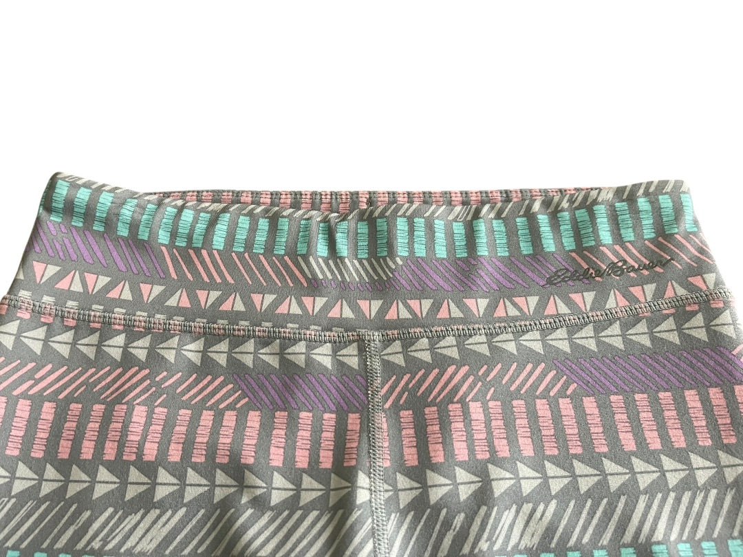 Large 14/16 Eddie Bauer Patterned Girls Stretch Pants Gray Blue Pink