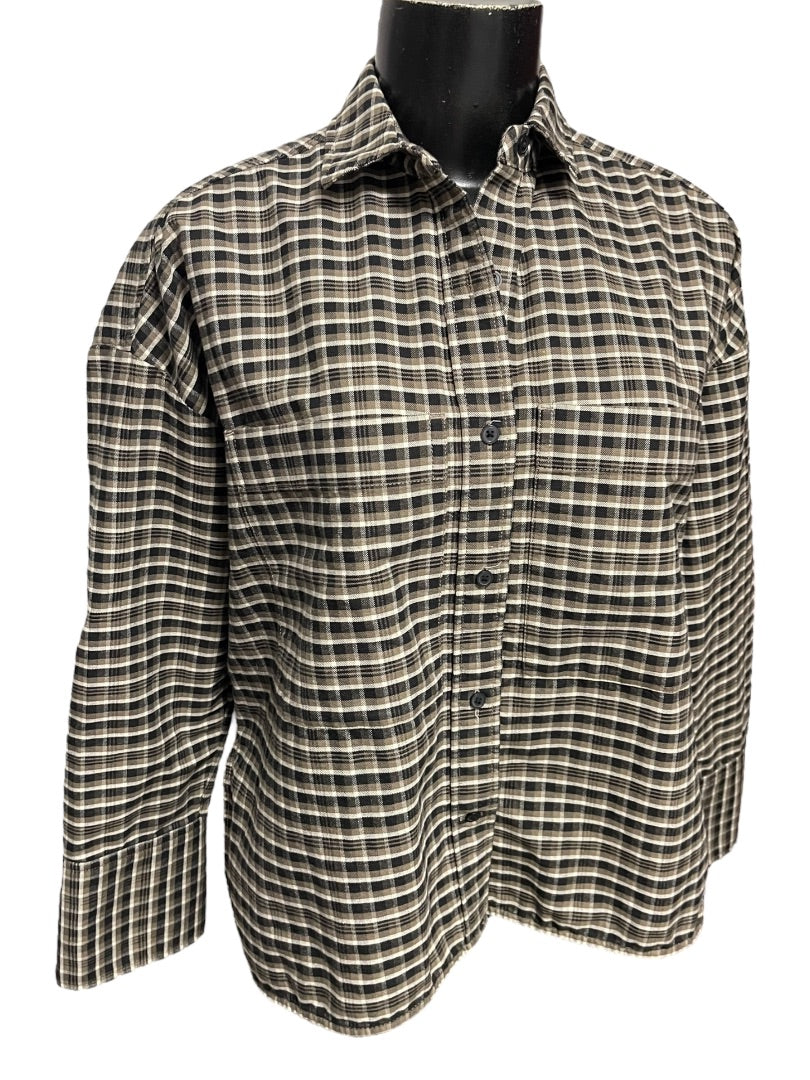 XXS Everlane Button Up Shirt Womens Oversize Collared Plaid Cotton Shirt