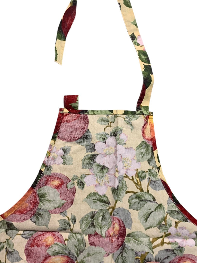 Vintage Bib Apron Handmade Pocket Apple Pattern