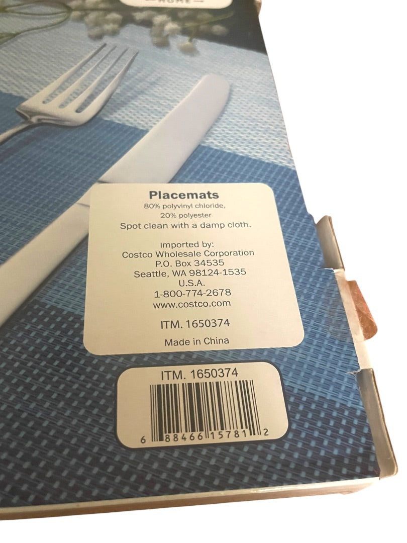 Boston Traders Home 8 Pack Placemats 12" x 18" Blue NIB