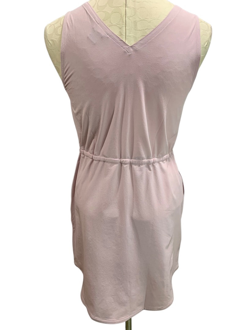 Small Petite Eddie Bauer Womens Pink Dress Elastic Drawstring Waist Pockets