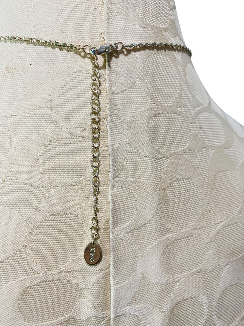 Icing Rhinestone Necklace Silvertone Delicate 16-19" Lobster Clasp