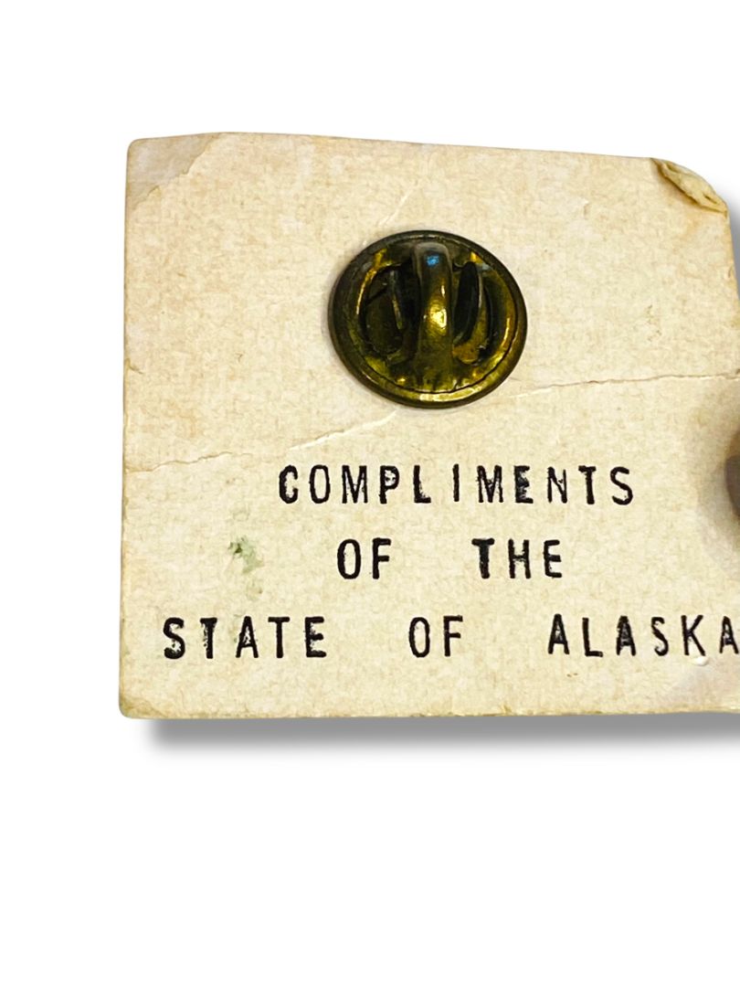 Vintage Set of 2 Walrus Lapel Pin Small Compliments of the State of Alaska .5"