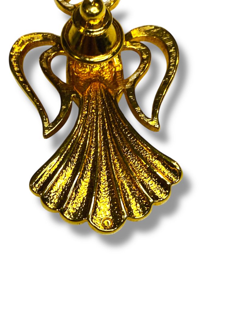 Goldtone Angel Lapel Pin Praying Rhinestone Halo 1.8"