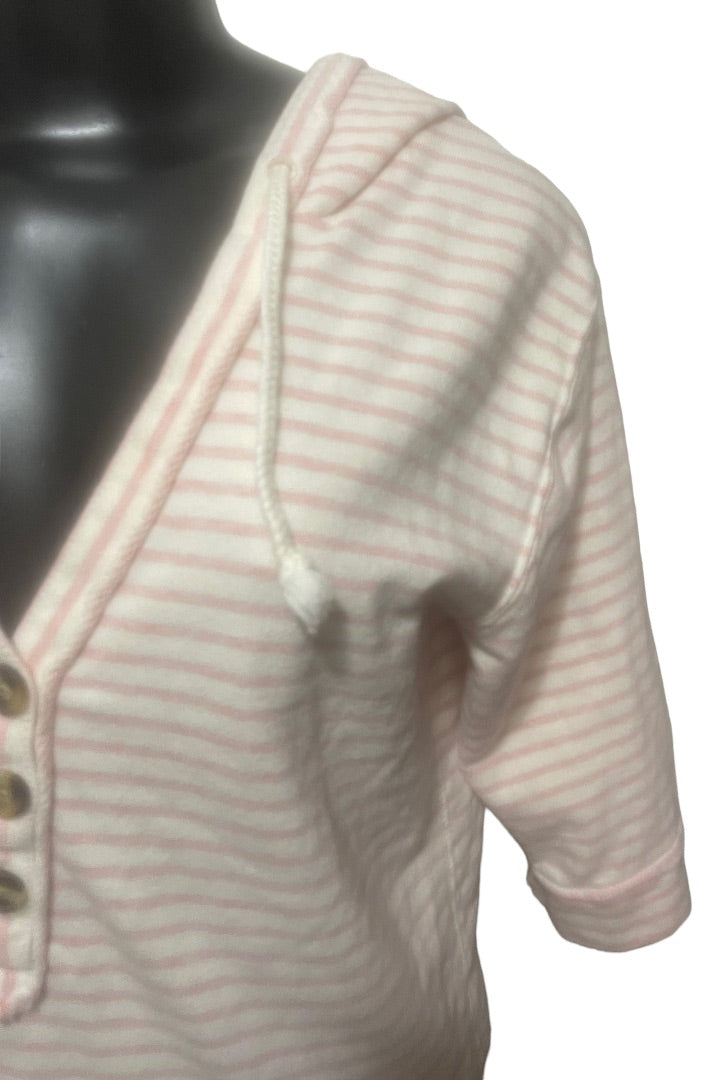 XS Aerie Women's Pull Over Short Sleeve Hoodie V-Neck Crop