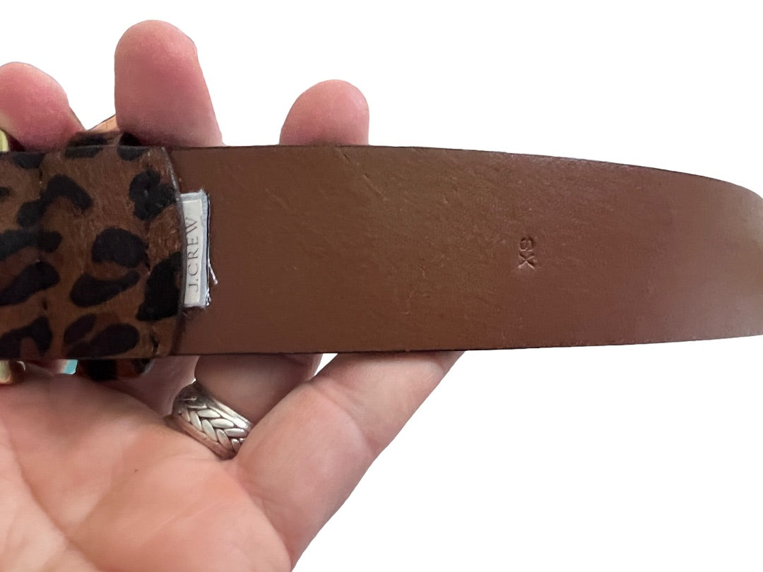 XS J. Crew Leather Leopard Print Horsehair Women’s Belt Style 20666 Brown & Black