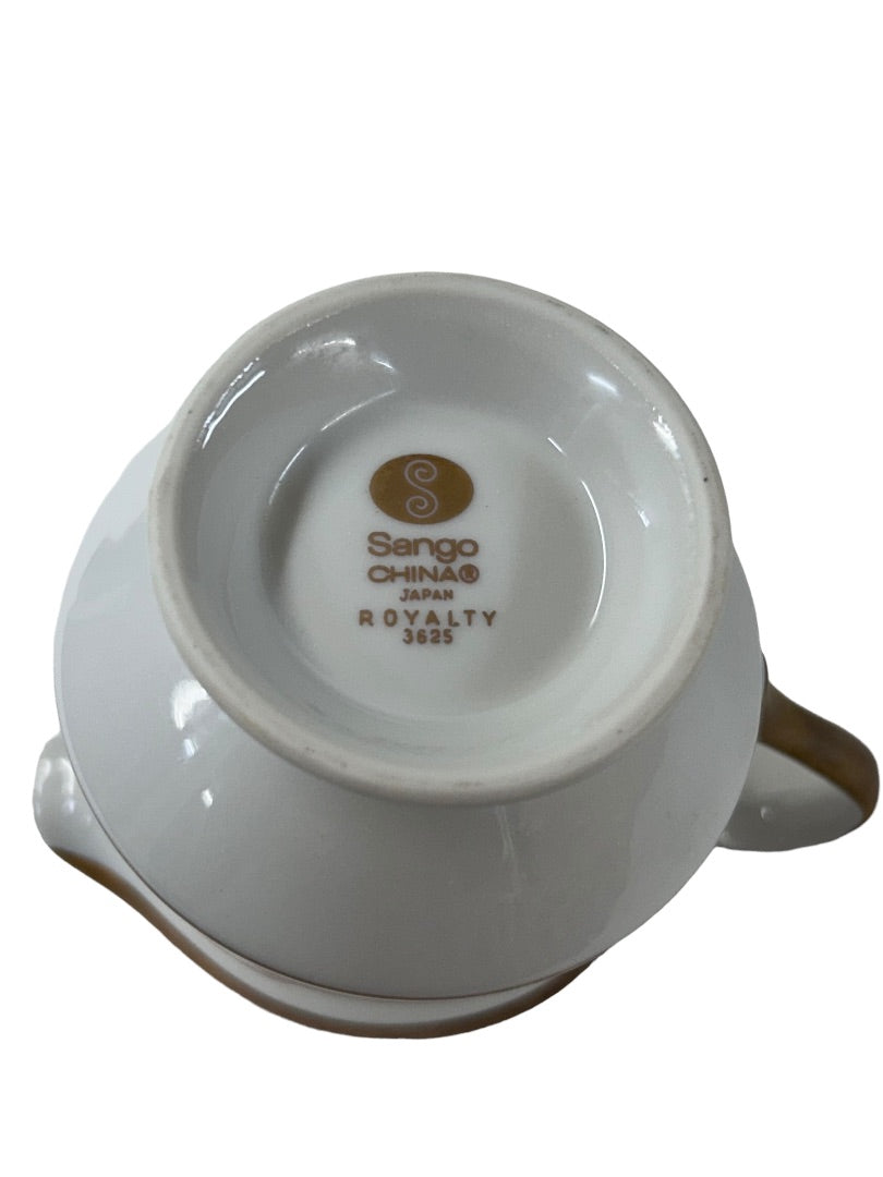 Sango Royalty Pattern White Gold Trim Leaf Creamer 1970s