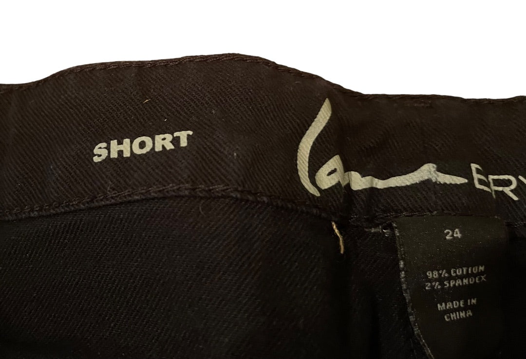 Size 24 Lane Bryant Shorts Black Denim Distressed Shorts Pockets Jeans Plus Size