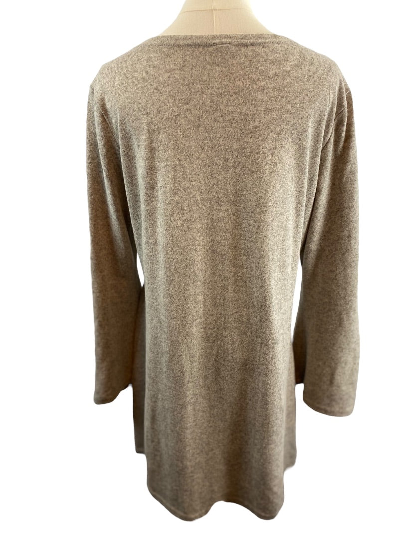 1XL Women's Pullover Tunic Sweater Heathered Gray Long Unbranded