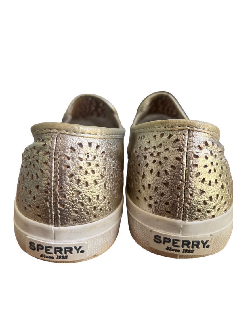 9.5 Sperry Gold Metallic Cut Out Slip-On Sneakers Shoes