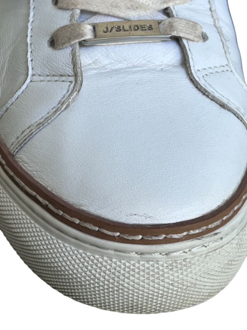 Size 9 JSlides Women's LUCKI Lace-up Round toe Platform Sneaker White Leather