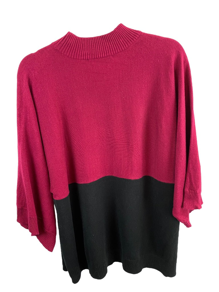 2X Larry Levine Woman Sport Pullover Color Block Sweater Dolman Sleeve