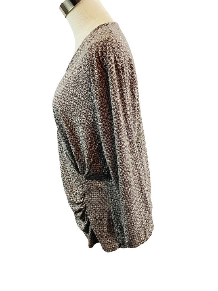 2X Talbots Faux Wrap Print Top Shirt Pullover Soft Knit