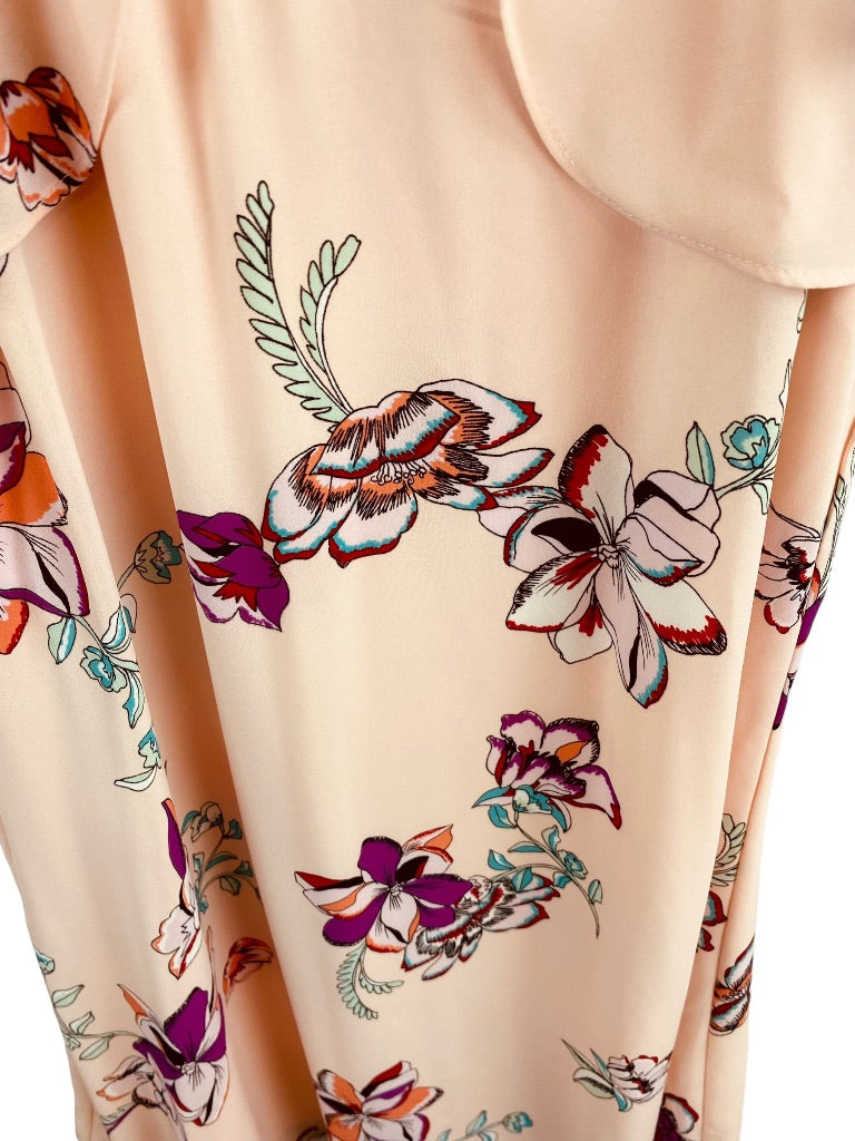XS Candie's Pink Lined Cold Shoulder Halter Shift Dress Floral