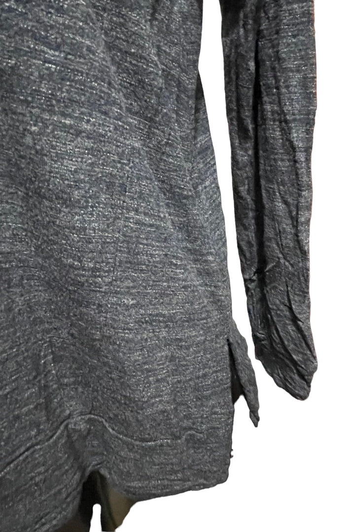 XS Madewell Women's V-Neck Dark Blue Marled Knit Top Side Slits B6005