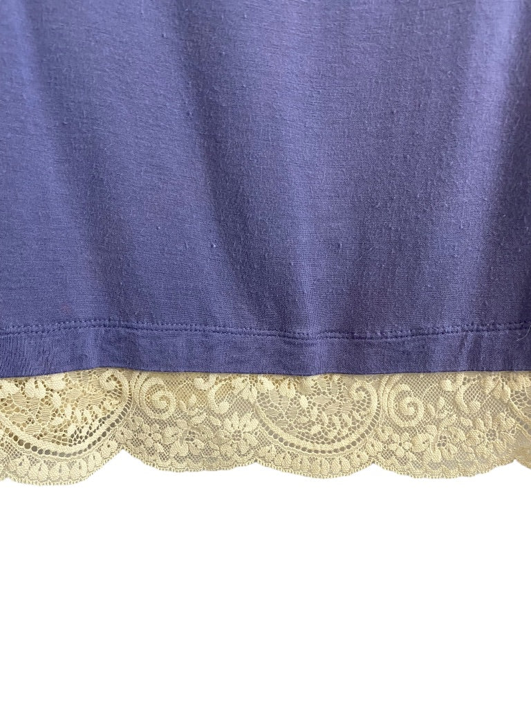 1X LOGO Layers Women's Soft Tunic Tank Top Purple Contrast Lace Flounce Hem