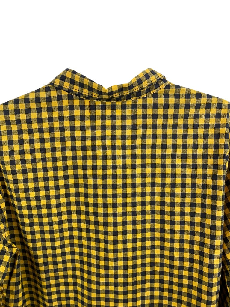 XXL (18) Old Navy Boys Yellow Navy Blue Check Button Down Dress Shirt