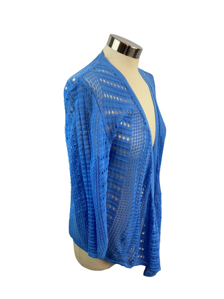 Large Chico's Women's Blue Summer Cardigan Loose Knit Open Sweater
