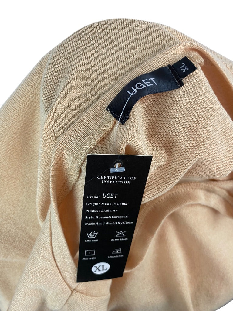 XL UGET Women's New Beige Lightweight Hi Lo Hem Sweater