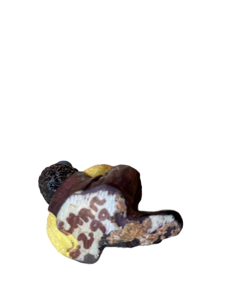 1999 Resin Clown Baby Figurine Brown Overalls 2" Brown Skin
