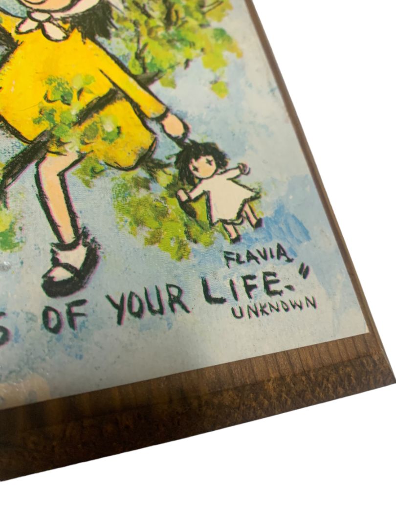 1969 Flavia Wall Hanging Wooden Plaque "May You Live . . ." 8.75" x 6.25" Girl Doll